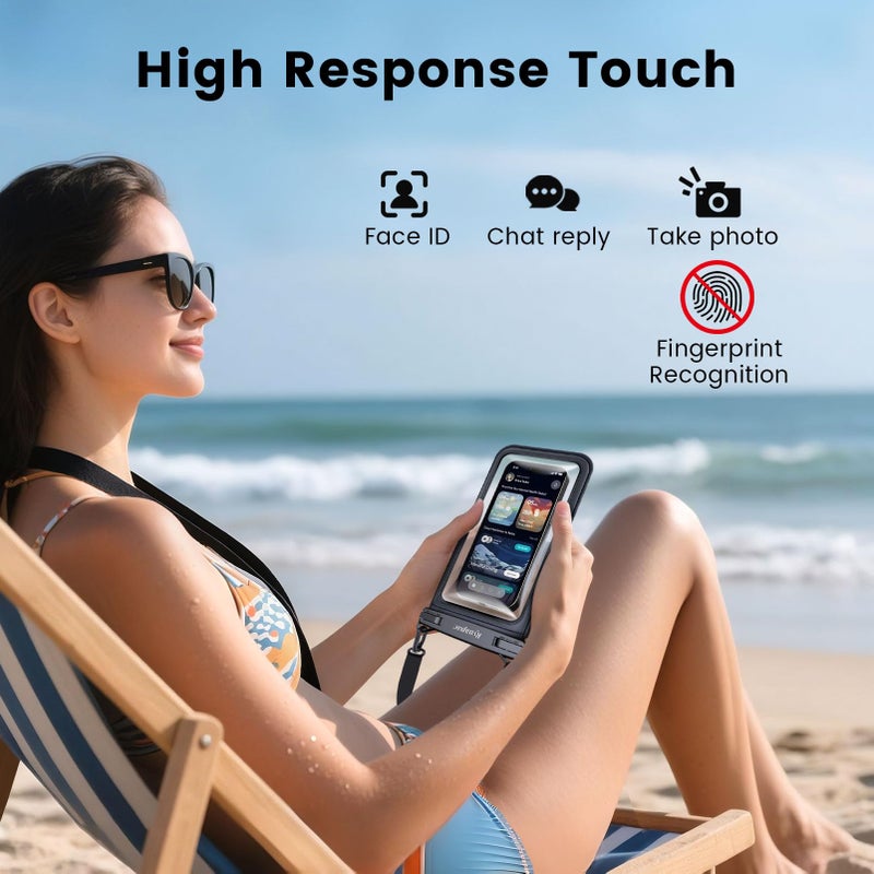 Rynapac IPX8 Waterproof Phone Pouch 2 Pack, [Up to 8.5''] Double Space Waterproof Phone Case with Lanyard for iPhone 17 16 15 14 Pro Max, Cellphone Dry Bag for Beach Vacation Cruise Essentials - Image 4