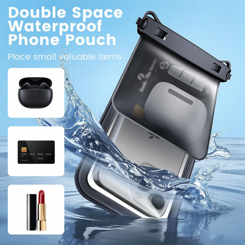Rynapac IPX8 Waterproof Phone Pouch 2 Pack, [Up to 8.5''] Double Space Waterproof Phone Case with Lanyard for iPhone 17 16 15 14 Pro Max, Cellphone Dry Bag for Beach Vacation Cruise Essentials - Image 5