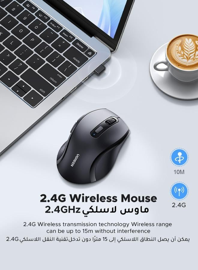 يو جرين ماوس لاسلكي، ماوس بصري مريح 2.4 جيجا هرتز، 1600 نقطة في البوصة، 3 نقاط في البوصة قابلة للتعديل، 5 أزرار، ماوس كمبيوتر USB بنقرة صامتة لأجهزة الكمبيوتر المحمولة وأجهزة الكمبيوتر الشخصية وأجهزة Chromebook وأجهزة الكمبيوتر المحمولة، ماوس اتصال لاسلكي 15 متر - Image 4
