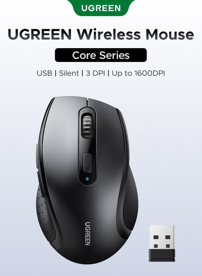 Wireless Mouse, Upgrade 2.4GHz Ergonomic Optical Mouse, 1600 DPI Max, 3 DPI Adjustable, 6 Buttons, USB Computer Mouse for Laptop, PC, Chromebook, Notebook, 10M Wireless Connection Mouse "Comes Without Battery"