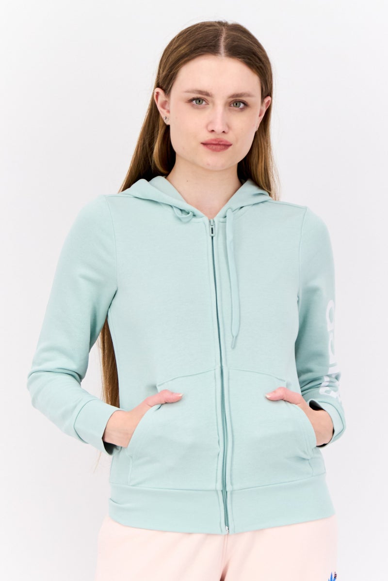 Adidas Women Sportswear Fit Long Sleeves Outdoor Hoodies, Spring Green - Image 1