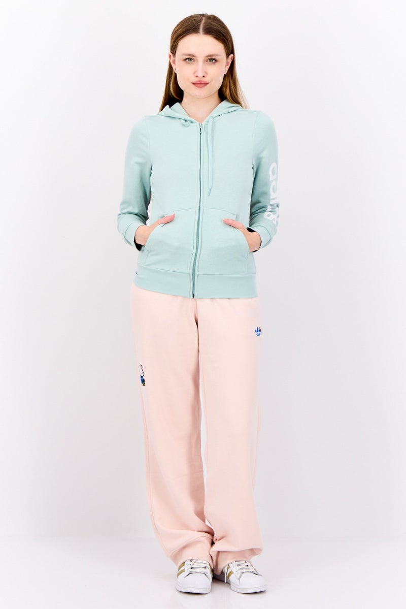 Adidas Women Sportswear Fit Long Sleeves Outdoor Hoodies, Spring Green - Image 4