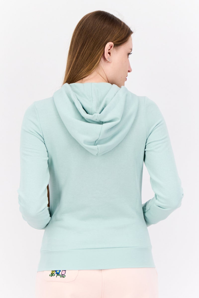 Adidas Women Sportswear Fit Long Sleeves Outdoor Hoodies, Spring Green - Image 3