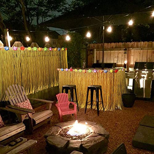 Jackcell Luau Grass Table Skirt 9ft for Hawaiian Party, Moana Theme Tropical Birthday Party Babyshower Decorations Supplies,Drop Artificial Table Skirt with 12 pcs Palm Leaves (Grass Yellow) - Image 4