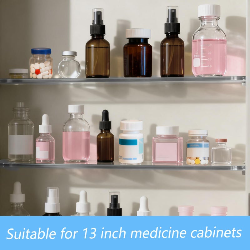 Wenceda 4 Packs Acrylic Medicine Shelves 13 Inches Medicine Cabinet Replacement Shelves Holders for Living Room Bathroom Kitchen,Wall Mounted Medicine Cabinet Shelf - Image 3