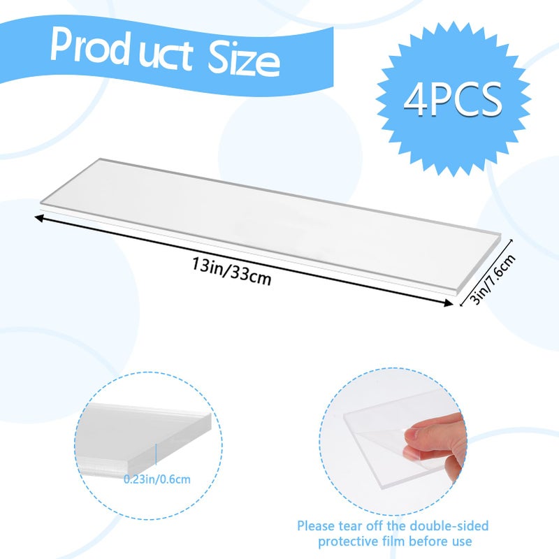 Wenceda 4 Packs Acrylic Medicine Shelves 13 Inches Medicine Cabinet Replacement Shelves Holders for Living Room Bathroom Kitchen,Wall Mounted Medicine Cabinet Shelf - Image 2