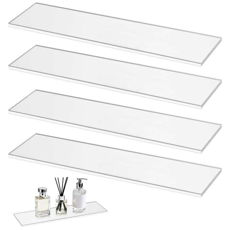 Wenceda 4 Packs Acrylic Medicine Shelves 13 Inches Medicine Cabinet Replacement Shelves Holders for Living Room Bathroom Kitchen,Wall Mounted Medicine Cabinet Shelf - Image 1