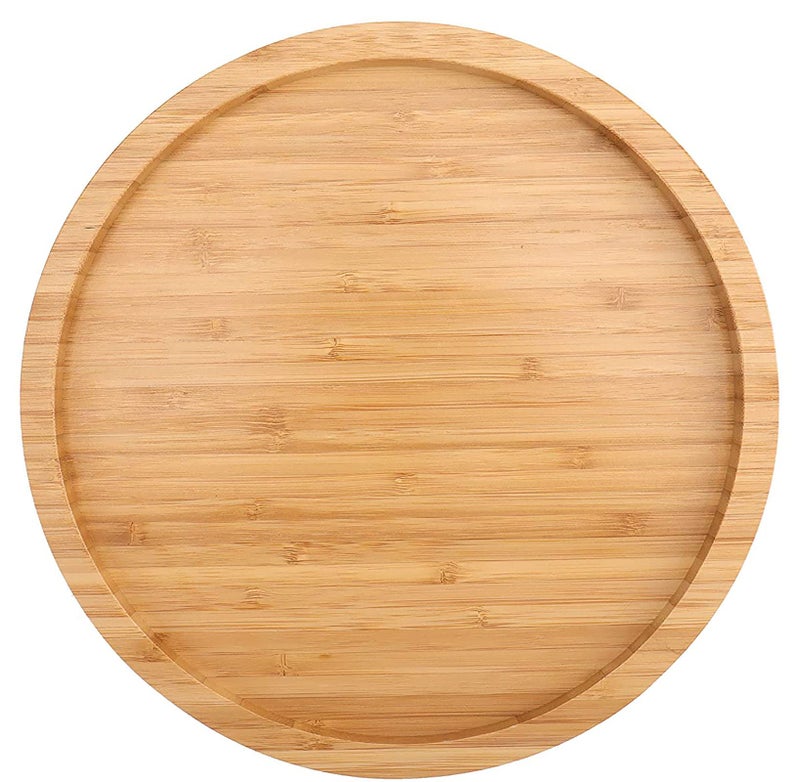 Fasmov 12 Inches Diameter Bamboo Lazy Susan Turntable, Spin Thicken Round Wood Tray Rotating Spice Rack for Kitchen Pantry Countertop Table - Image 1
