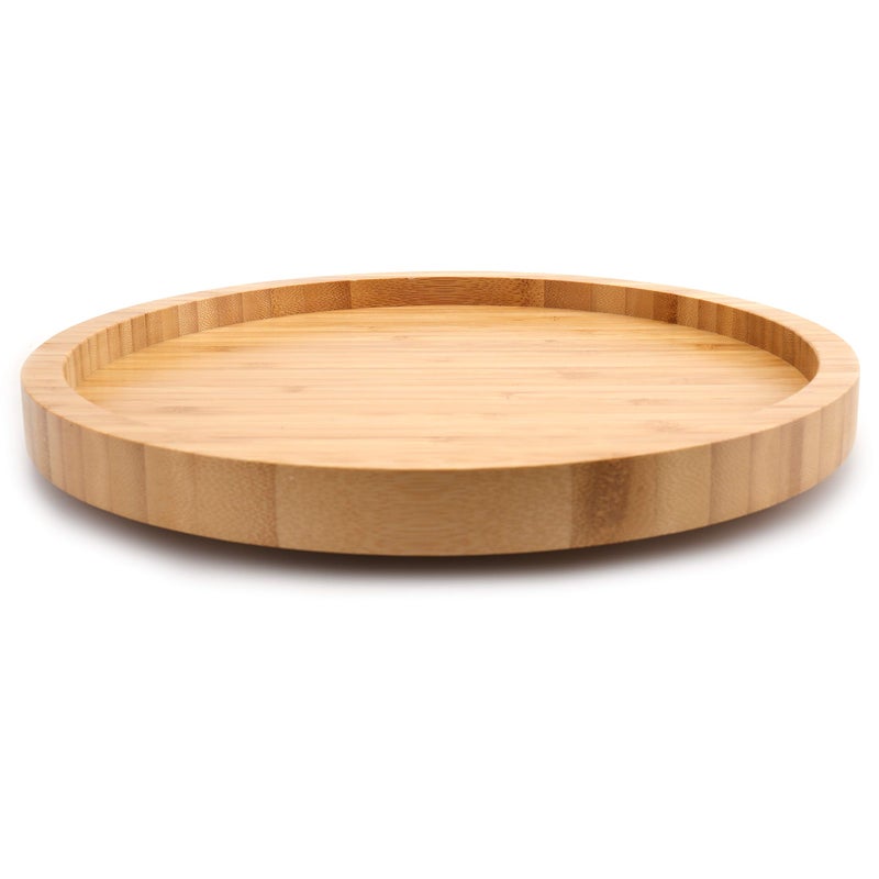 Fasmov 12 Inches Diameter Bamboo Lazy Susan Turntable, Spin Thicken Round Wood Tray Rotating Spice Rack for Kitchen Pantry Countertop Table - Image 2