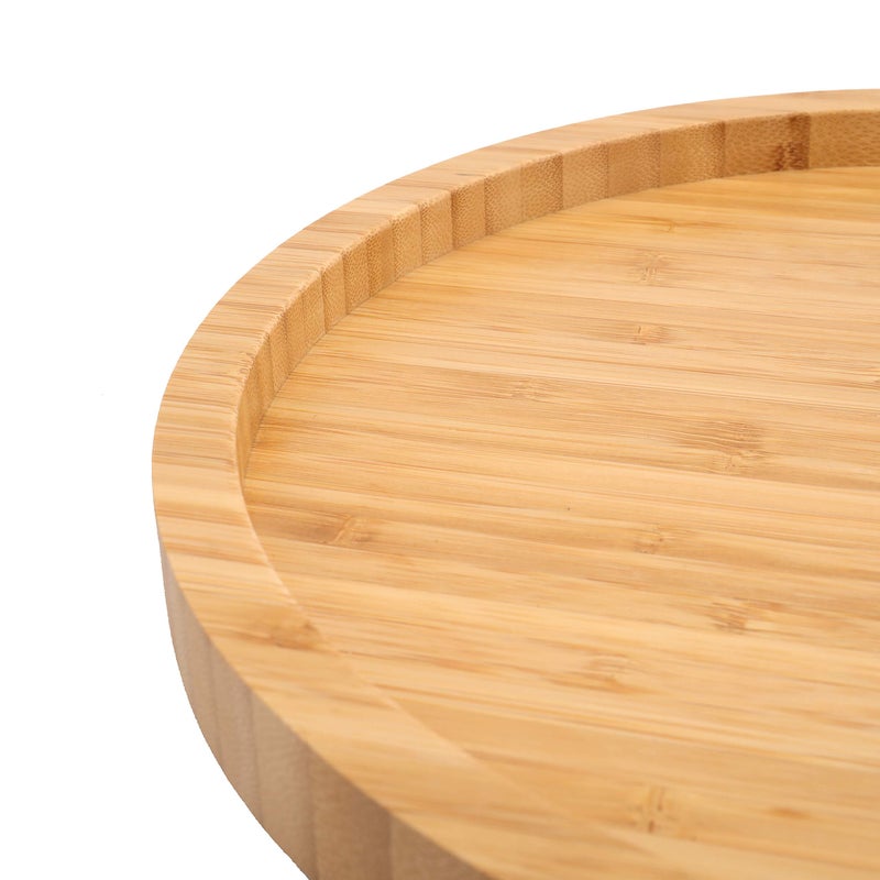 Fasmov 12 Inches Diameter Bamboo Lazy Susan Turntable, Spin Thicken Round Wood Tray Rotating Spice Rack for Kitchen Pantry Countertop Table - Image 4