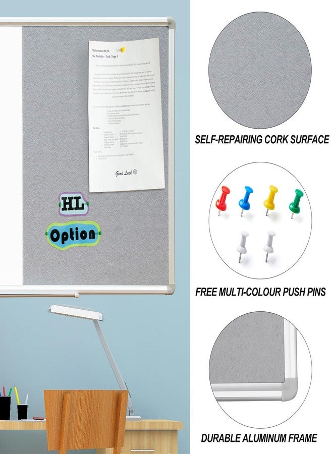 DEVELOP Grey Felt Bulletin & Magnetic Dry Erase Combo Board, 24 x 18 Inch, Wall Mounted Whiteboard/Grey Felt Bulletin Combination Board with Marker Tray, Pins, Eraser, Markers & Magnets - Image 3
