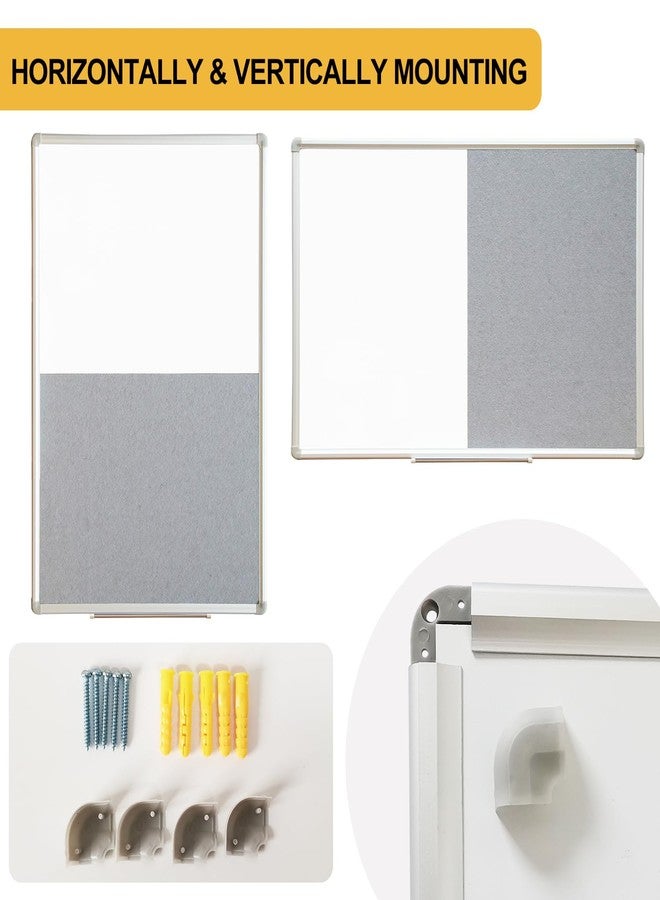DEVELOP Grey Felt Bulletin & Magnetic Dry Erase Combo Board, 24 x 18 Inch, Wall Mounted Whiteboard/Grey Felt Bulletin Combination Board with Marker Tray, Pins, Eraser, Markers & Magnets - Image 5