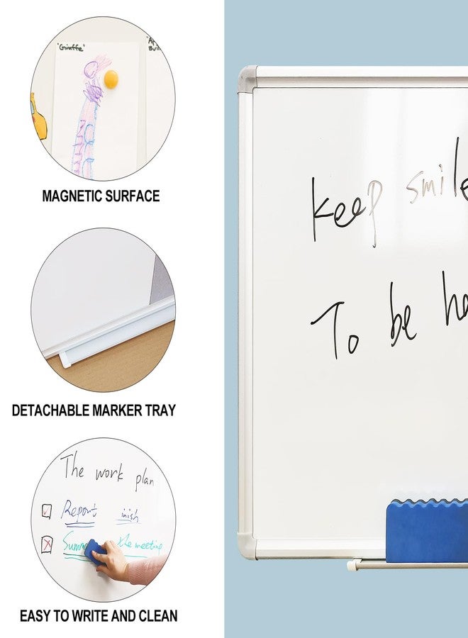 DEVELOP Grey Felt Bulletin & Magnetic Dry Erase Combo Board, 24 x 18 Inch, Wall Mounted Whiteboard/Grey Felt Bulletin Combination Board with Marker Tray, Pins, Eraser, Markers & Magnets - Image 4