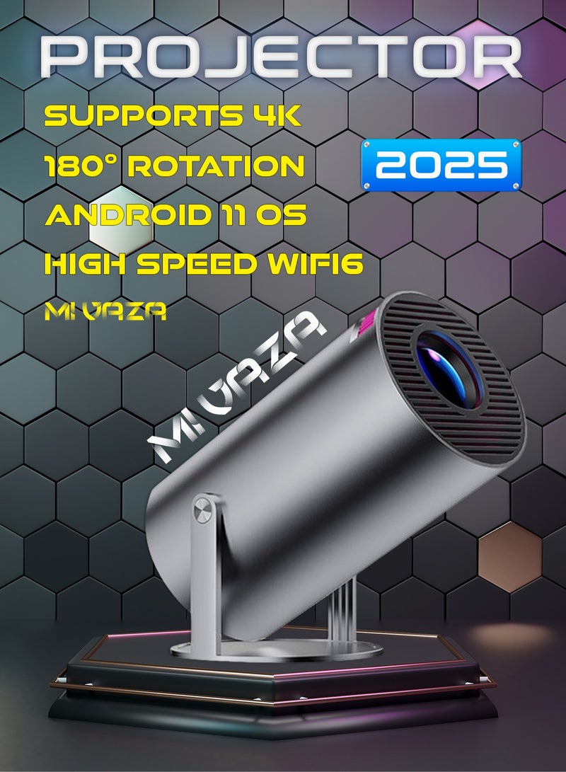 Rotatable Mini Projector - Support 4K - Smart Projector with 5G Dual-band Wifi and Bluetooth 5.0 - Mobile Home Theater - Compatible With Android/iOS/Windows/TV Stick/HDMI/USB. - Image 1