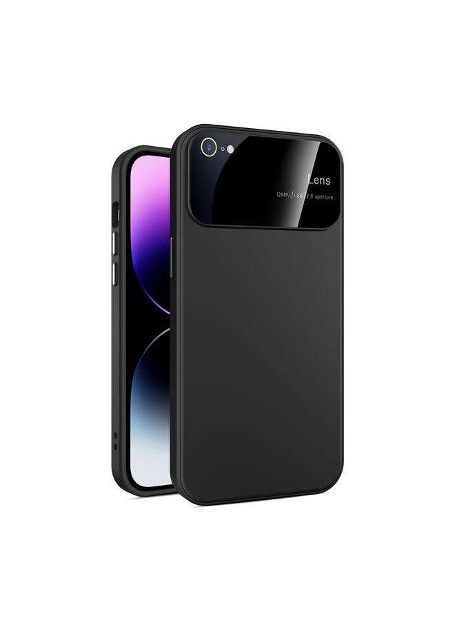 Case Cover For iPhone SE 2022/2020/8/7 Large Glass Window PC Phone Case with Integrated Lens Film Black
