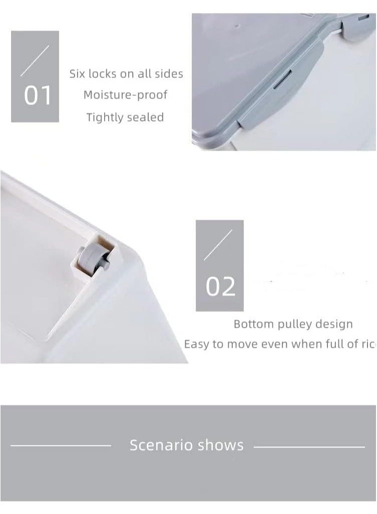 بلومنغ تايم حاوية تخزين طعام سعة 15 كجم مع غطاء ومغرفة، دلو أرز محكم الغلق للأطعمة الجافة، سلة تخزين المطبخ - Image 5