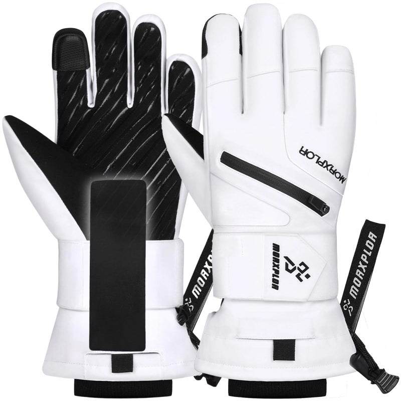 MORXPLOR Ski Gloves with Wrist Guards Low Profile,Double-Side Wrist Protection Pair Snowboarding Gloves - Image 1