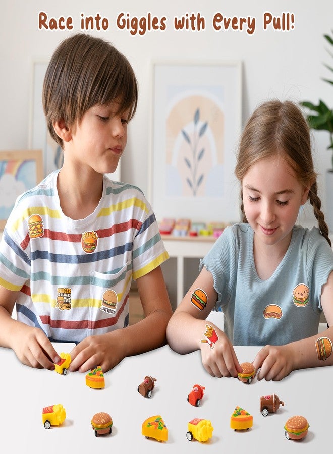 CY2SIDE Fast Food Stationery Gift - 12 Pack Junk Food Stationery Gift Set Include 4-in-1 Ballpoint Pen Sticky Note Sticker Pull Back Car and Organza Hamburger Party Goodie Bag Fillers School Reward - Image 4