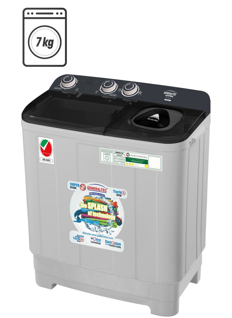 Generaltec 7/5 kg Twin-tub Semi-Automatic Washing Machine, Grey/Black, efficient Top-Load Washer with Lint Filter, Spin-Dry, GW850HD, 1 Year Warranty - pzsku/ZB271F9AB0756A59D2225Z/45/_/1740991986/b3dcc7df-1b69-414e-bc15-b9767d6423b4