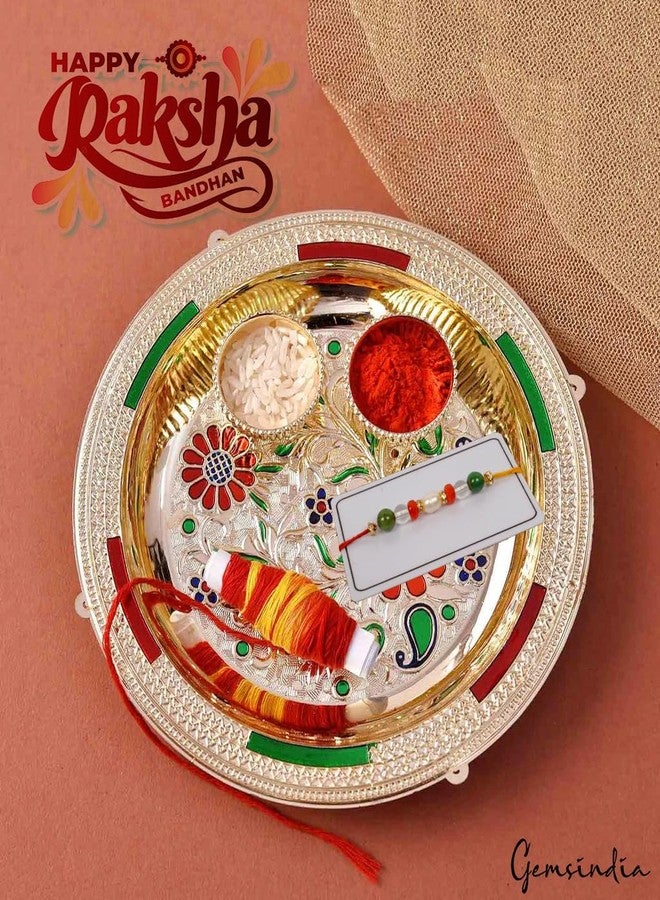 gemsindia خرز من الأحجار الكريمة الحقيقية متعدد الألوان من Gemsindia Rakhi لراكشا باندهان، أحجار كريمة معتمدة، أحجار كريمة مصنوعة يدويًا من أجل Bhai Brother Bhaiya - Image 2