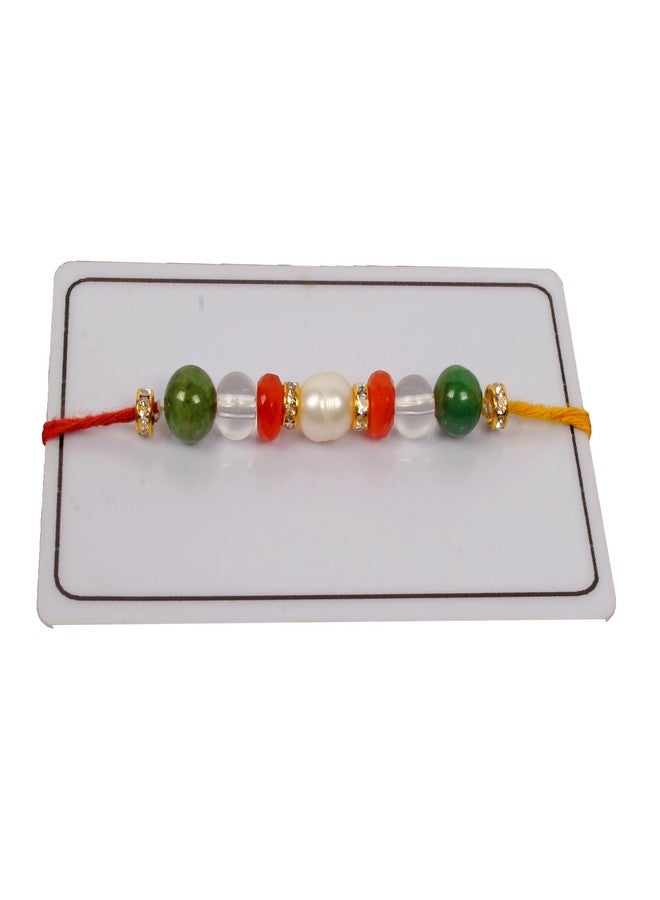 gemsindia خرز من الأحجار الكريمة الحقيقية متعدد الألوان من Gemsindia Rakhi لراكشا باندهان، أحجار كريمة معتمدة، أحجار كريمة مصنوعة يدويًا من أجل Bhai Brother Bhaiya - Image 1