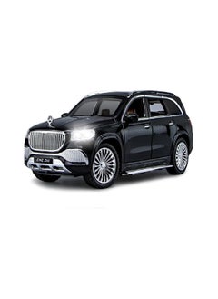 1:24 Black Mercedes-Benz Toy Car Maybach Gls600 Alloy Car Model Toy With Sound And Light Functions, Suitable For Adults And Children As Gifts, Collections, Decorations.