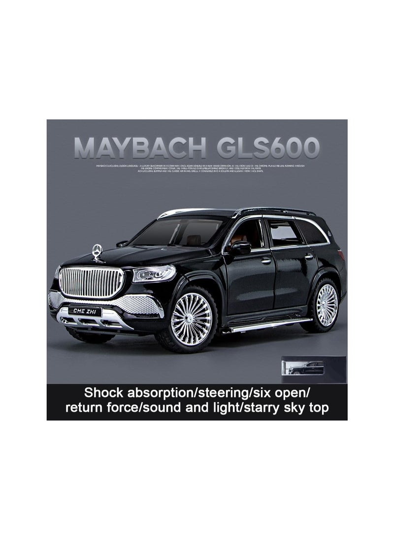 Generic - 1:24 Black Mercedes-Benz Toy Car Maybach Gls600 Alloy Car Model Toy With Sound And Light Functions, Suitable For Adults And Children As Gifts, Collections, Decorations. - Image 1
