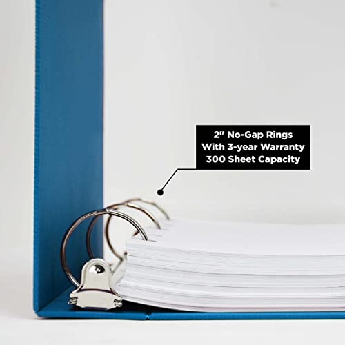 Carstens 2-Inch Heavy Duty 3-Ring Binder - Side Opening, Pool Blue, Durable Plastic, Precision No-Gap Rings, Waterproof Covers, No Pockets, Holds 300 US Letter Sheets, BPA-Free, Made in USA (5828-3R) - Image 2