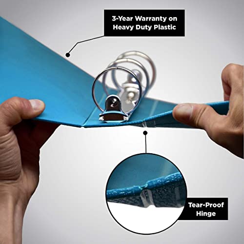 Carstens 2-Inch Heavy Duty 3-Ring Binder - Side Opening, Pool Blue, Durable Plastic, Precision No-Gap Rings, Waterproof Covers, No Pockets, Holds 300 US Letter Sheets, BPA-Free, Made in USA (5828-3R) - Image 4