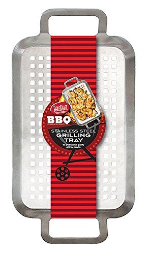 TableCraft BBQ137 Grilling Pan with Handles, Stainless Steel Tray for Outdoor Barbecues, Use on Gas or Charcoal Grills, Even Heat Distribution, 13.5 Inch, Silver - Image 1