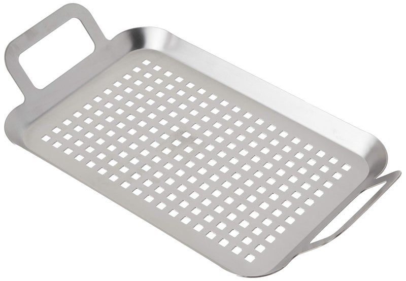 TableCraft BBQ137 Grilling Pan with Handles, Stainless Steel Tray for Outdoor Barbecues, Use on Gas or Charcoal Grills, Even Heat Distribution, 13.5 Inch, Silver - Image 4