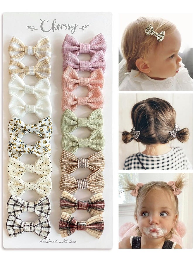 Cherssy 20pcs Boutique Cotton Fully Lined Hair Pins, Non Slip Baby Barrettes Accessories for Infants Toddlers Fine Hair - Image 1