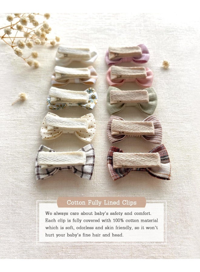 Cherssy 20pcs Boutique Cotton Fully Lined Hair Pins, Non Slip Baby Barrettes Accessories for Infants Toddlers Fine Hair - Image 4