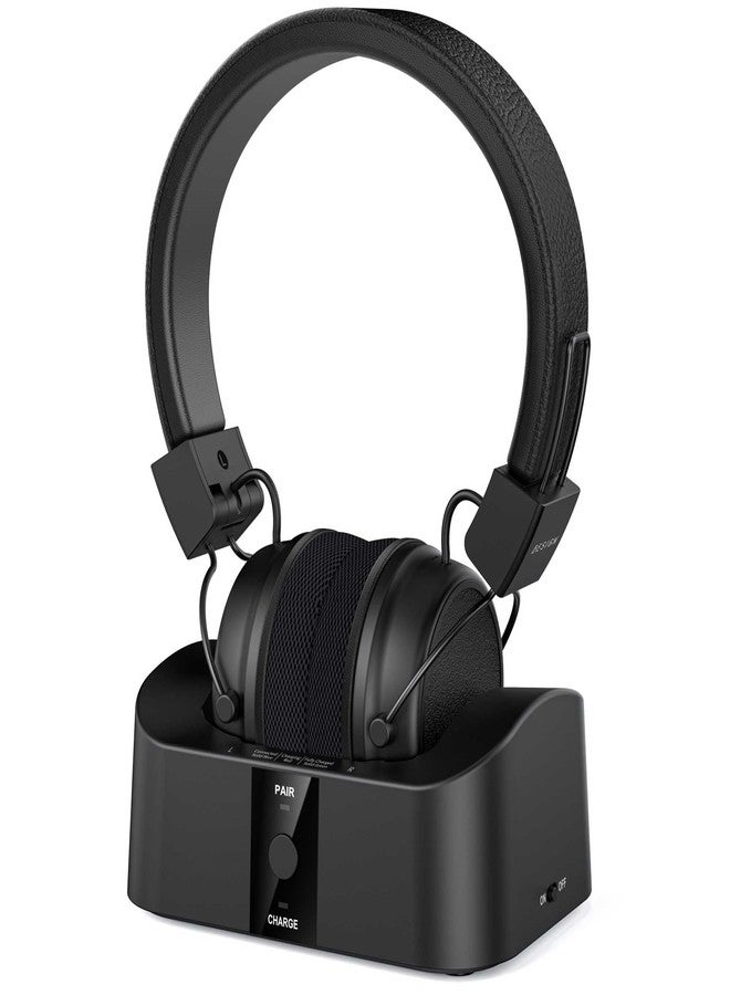BESIGN BTH02 Wireless Headphones for TV Watching with Bluetooth Transmitter Charging Dock, Long Range Bluetooth TV Headsets, No Audio Delay, Digital Optical RCA AUX, Black - Image 1
