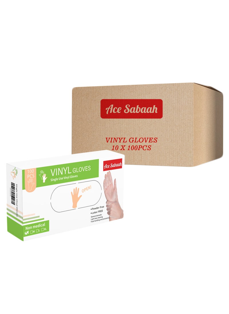 Ace Sabaah - Ace Sabaah Disposable Vinyl Gloves 100pcs, Pack of 10 (Small) - Image 1
