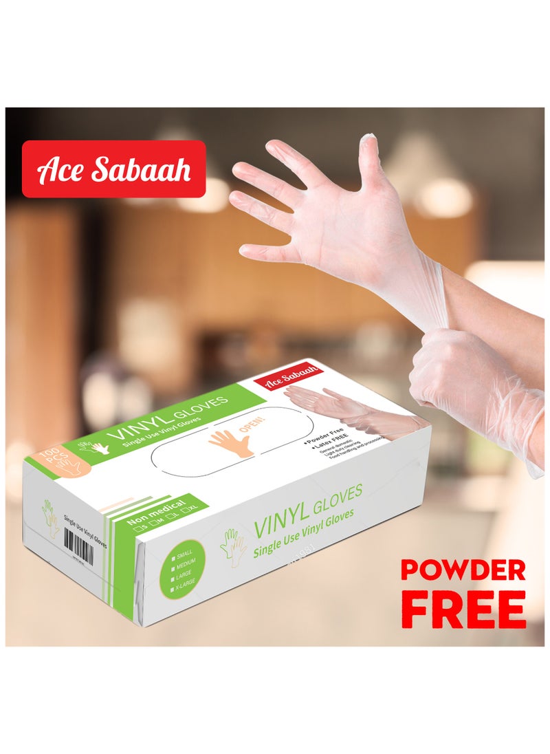 Ace Sabaah - Ace Sabaah Disposable Vinyl Gloves 100pcs, Pack of 10 (Small) - Image 1
