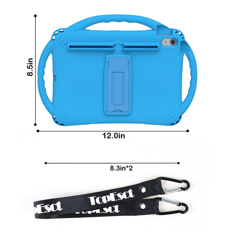 TOPESCT Kids Case for 11" iPad (A16) 11th Gen 2025,10.9" iPad 10th Gen 2022 - Made of Kid-Friendly Silicone, with Built-in Screen Protector, Shockproof Handle Stand Case (Blue) - Image 4