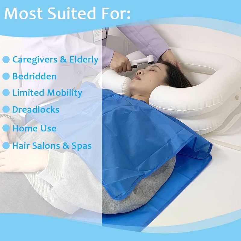 SunMelt Inflatable Shampoo Basin Set - Portable Bedside Shower System Hair Washing for Disabled Elderly Bed Easy, Bedridden, Pregnancy or Post-Surgical Patient(6 Items Include) - Image 5