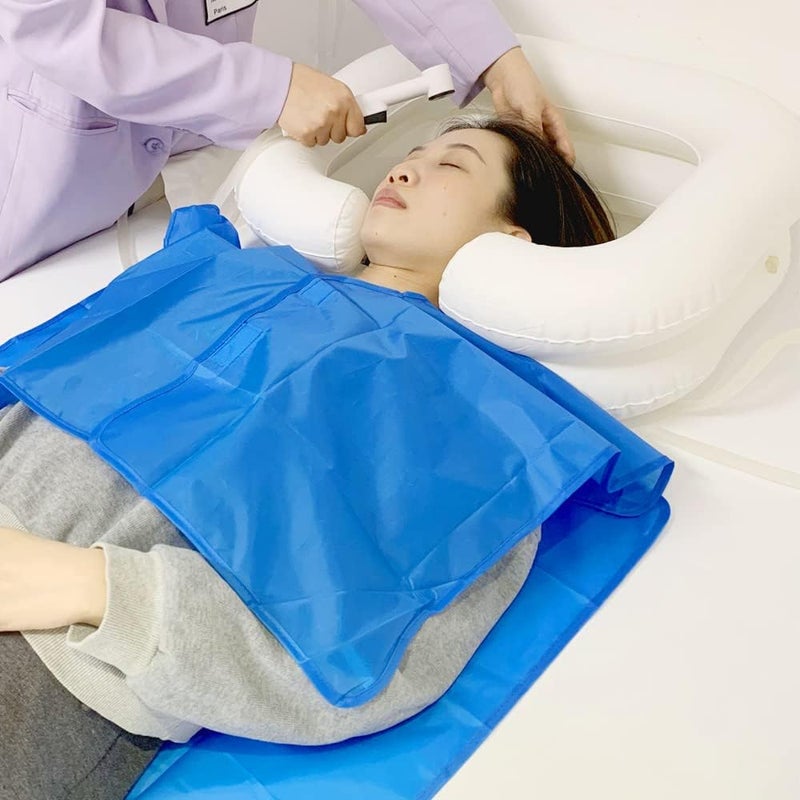 SunMelt Inflatable Shampoo Basin Set - Portable Bedside Shower System Hair Washing for Disabled Elderly Bed Easy, Bedridden, Pregnancy or Post-Surgical Patient(6 Items Include) - Image 1