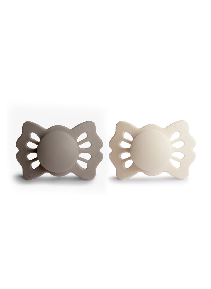 FRIGG - Lucky Symmetrical Silicone Baby Pacifier 0-6M 2-Pack Portobello/Cream - Size 1 - Image 1