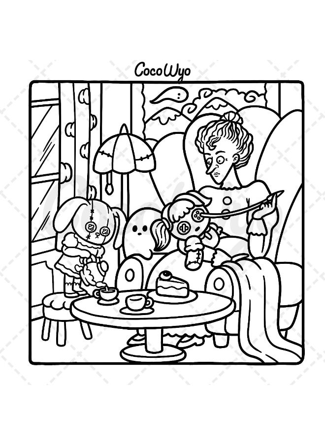 General Spooky Cuties: Charming & Whimsical Coloring Book for Adults, Teens – Adorable Creepy Creatures in Nordic Cozy Moments, Stress Relief Art Therapy (Cozy Spaces Series)  - Image 3