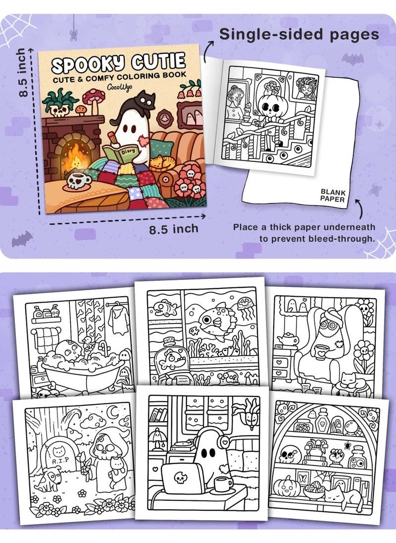 General Spooky Cuties: Charming & Whimsical Coloring Book for Adults, Teens – Adorable Creepy Creatures in Nordic Cozy Moments, Stress Relief Art Therapy (Cozy Spaces Series)  - Image 4