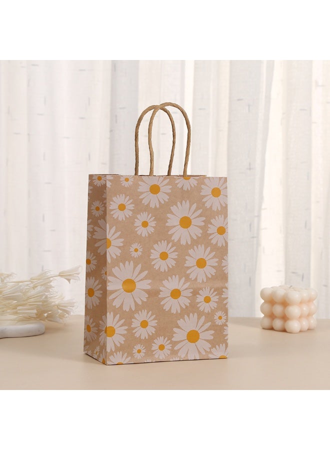 NIIMBOT 8 Pcs Daisy Gift Bags, Kraft Paper Tote Bags for Party Gift Wrapping, Printed Takeaway Food Bags, Wholesale Shopping Bags Reusable, Flower Bags for Gifts and Distributions Decorated with Flowers, 21×15×8 cm - Image 5