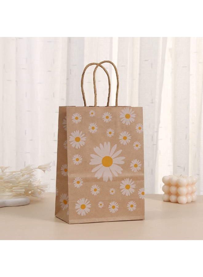 NIIMBOT 8 Pcs Daisy Gift Bags, Kraft Paper Tote Bags for Party Gift Wrapping, Printed Takeaway Food Bags, Wholesale Shopping Bags Reusable, Flower Bags for Gifts and Distributions Decorated with Flowers, 21×15×8 cm - Image 4