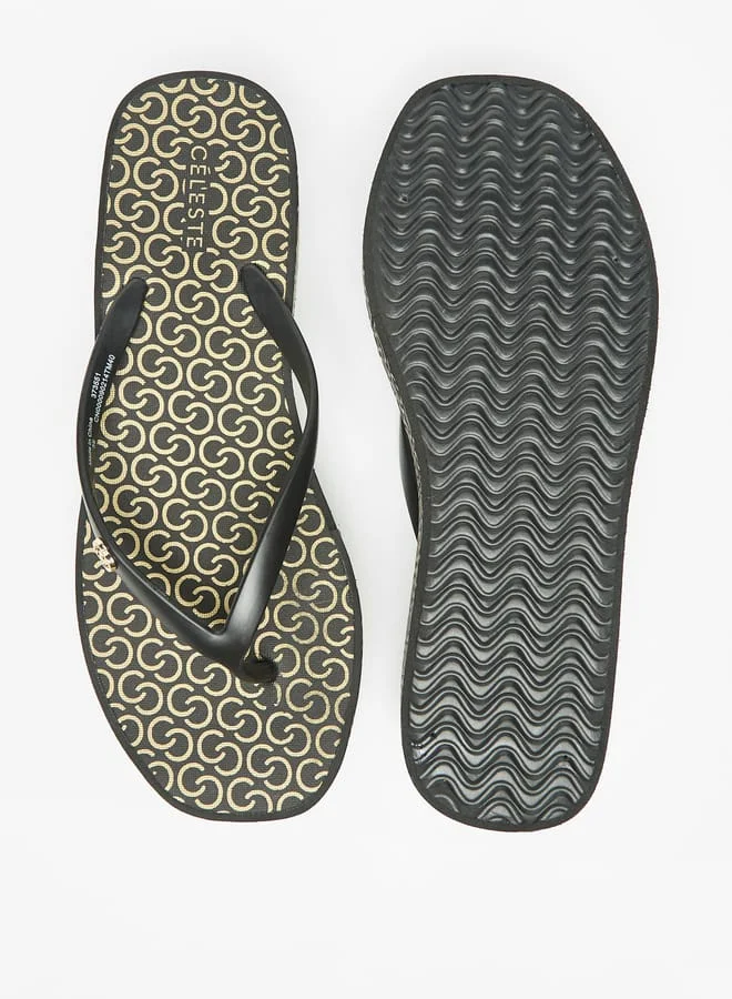 سيليست Women's Monogram Print Flatform Thong Slippers