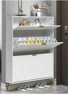 120cm Shoe Cabinet Storage Organizer with 3 Flip Drawers for Entryway Hallway Storage Furniture White - pzsku/ZB27276F44F20CE3440E6Z/45/_/1740043252/010706a4-579d-44d5-9284-6e90670c79c0