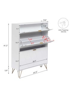 120cm Shoe Cabinet Storage Organizer with 3 Flip Drawers for Entryway Hallway Storage Furniture White - pzsku/ZB27276F44F20CE3440E6Z/45/_/1740043286/dc45ab48-6944-4c80-a3c0-5a4b4cb56b06