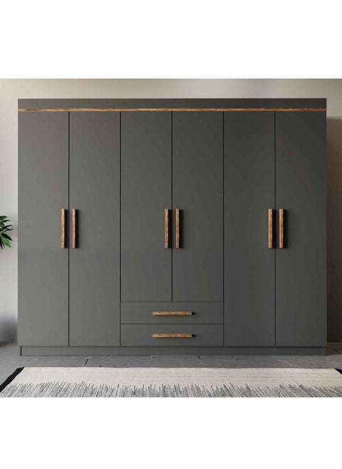Gray and brown 6-door wardrobe and wardrobe - DLB03