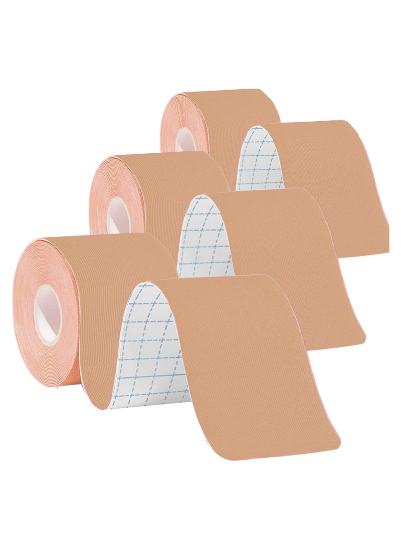 DELGREEN - Waterproof Kinesiology Tape Pro Athletic Sports (3 Rolls) Breathable Latex Free Tape for Ankle Wrists Knees Elastic Running Tennis Swimming Football Sports Activities Tapes（Flesh） - Image 1
