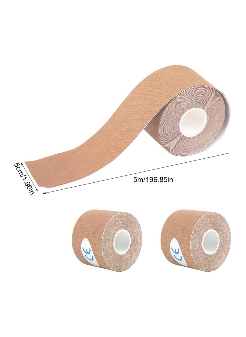 DELGREEN - Waterproof Kinesiology Tape Pro Athletic Sports (3 Rolls) Breathable Latex Free Tape for Ankle Wrists Knees Elastic Running Tennis Swimming Football Sports Activities Tapes（Flesh） - Image 1
